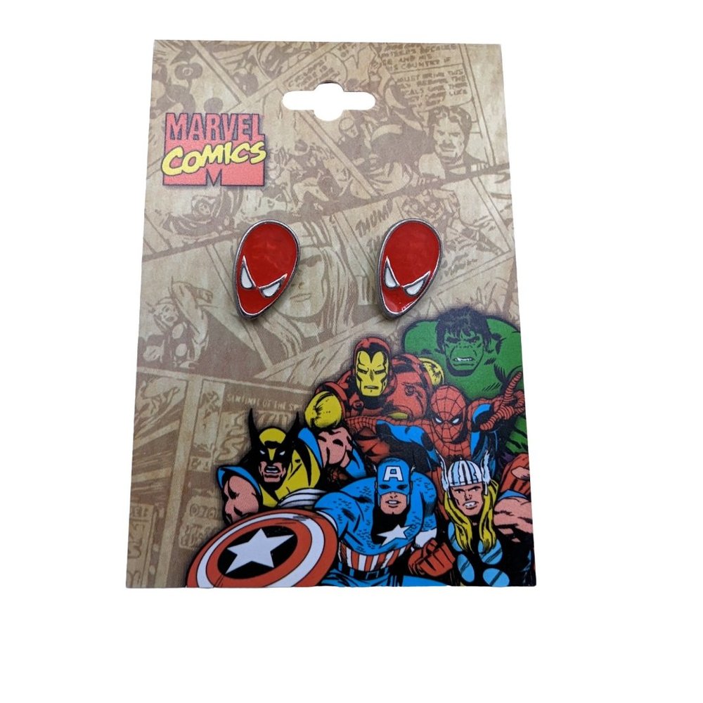 Marvel Comics SPIDER-MAN FACE STUD EARRINGS  Steel Cosplay Avengers